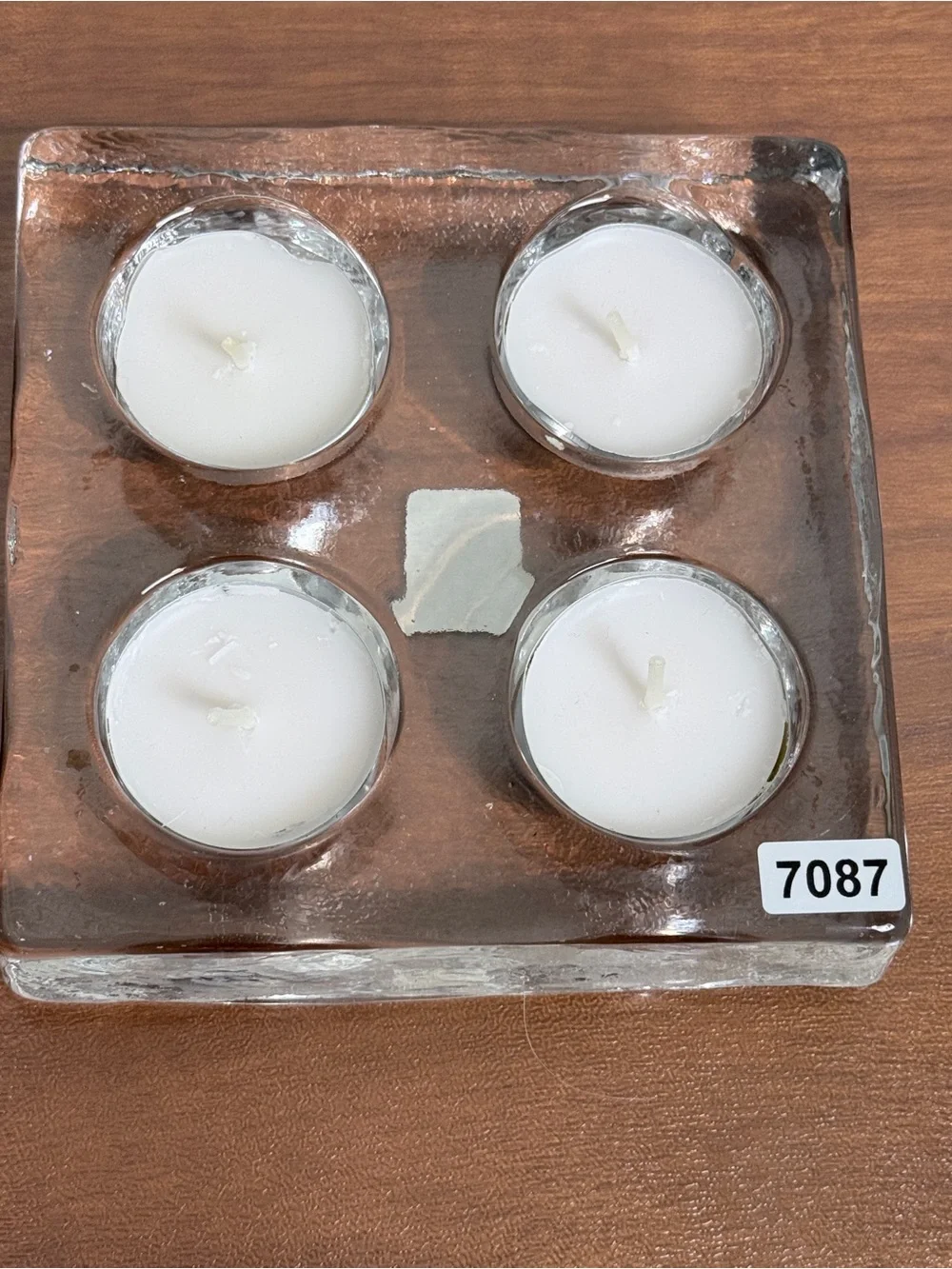 Crate&Barrel Clear Glass Four-Tea Light Candle Holder